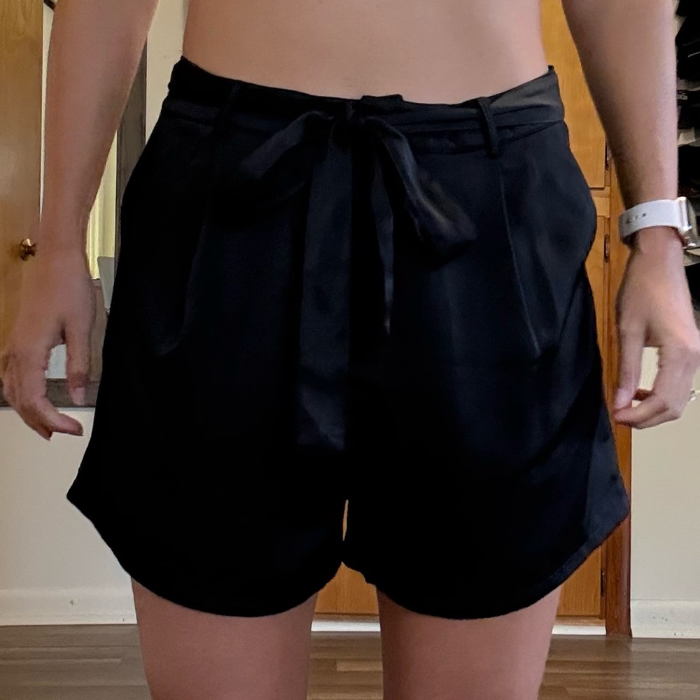 Dressy Black Satin Shorts